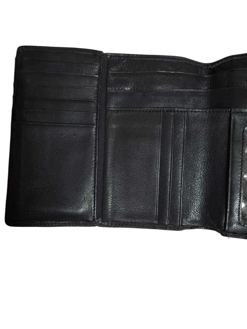 Fossil Black Tri-fold Leather Wallet with Snap Closure - Black